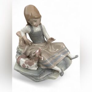 Vintage Lladro Girl With Goat Spain Retired 4756 1971 No Box Children Animals